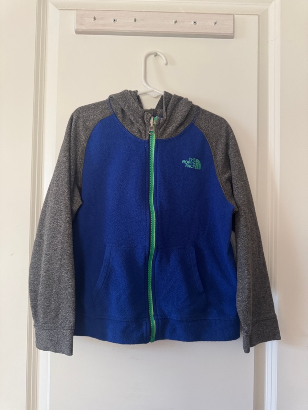 The North Face Toddler FULL ZIP hooded Fleece Gray Blue Size 6 XS